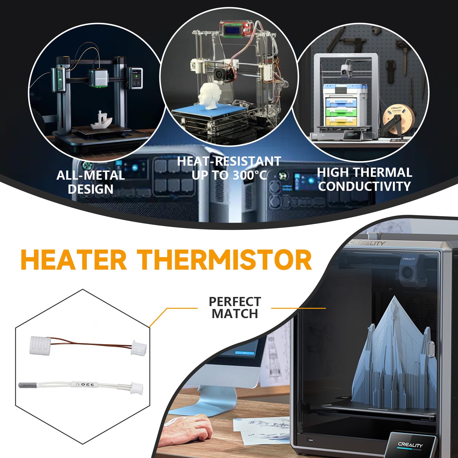 Creality Printer K1 - Tube chauffant en céramique et thermistance