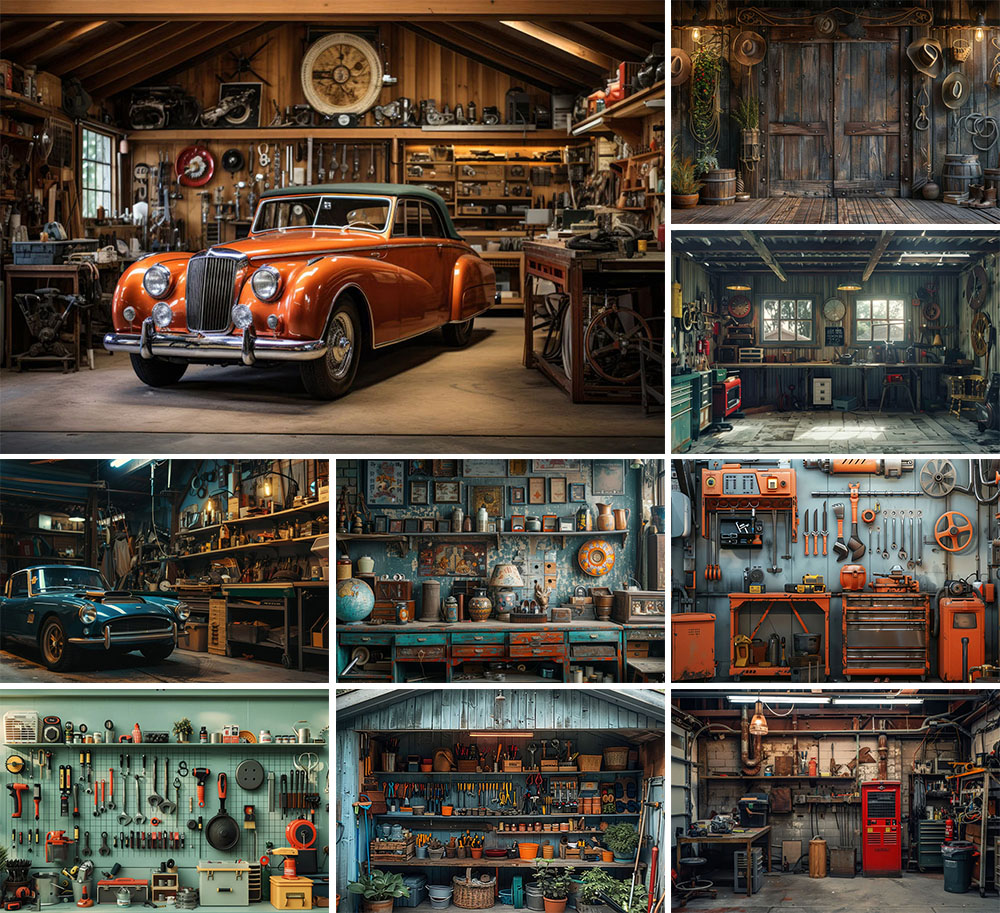 Workshop Tools Photos - Mehofond photographie fond Vintage Garage voiture